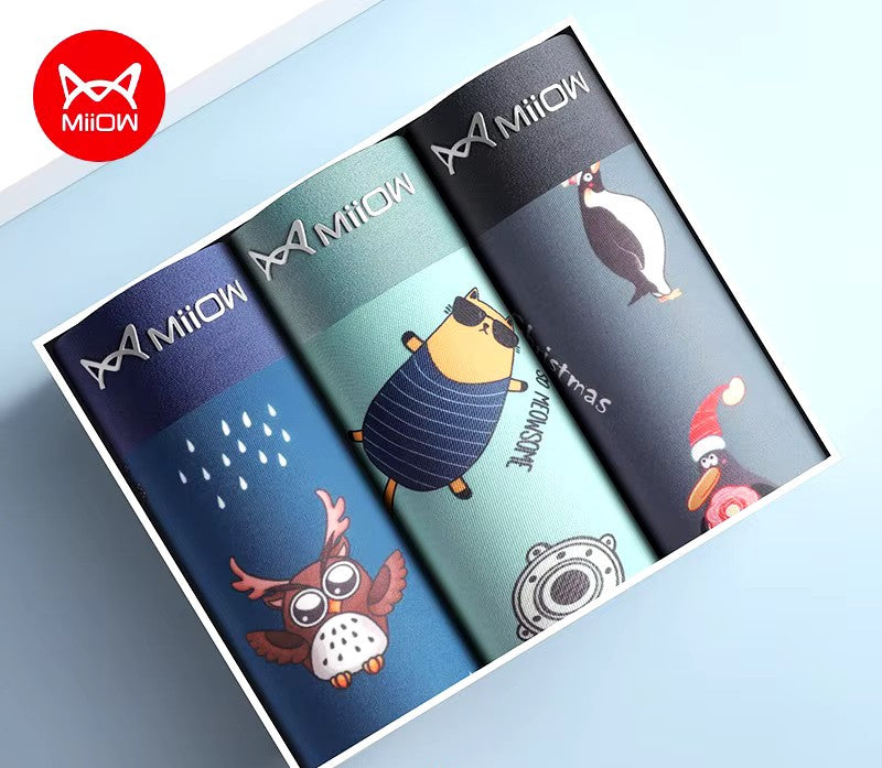 3-pack boxershorts i olika färger med djurmotiv