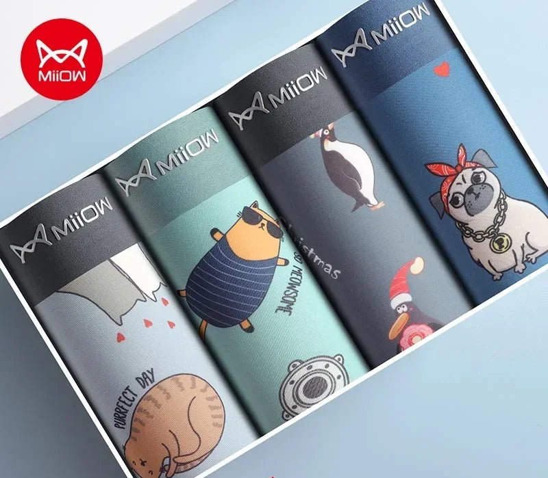 4-pack boxershorts för män med charmiga djurmotiv