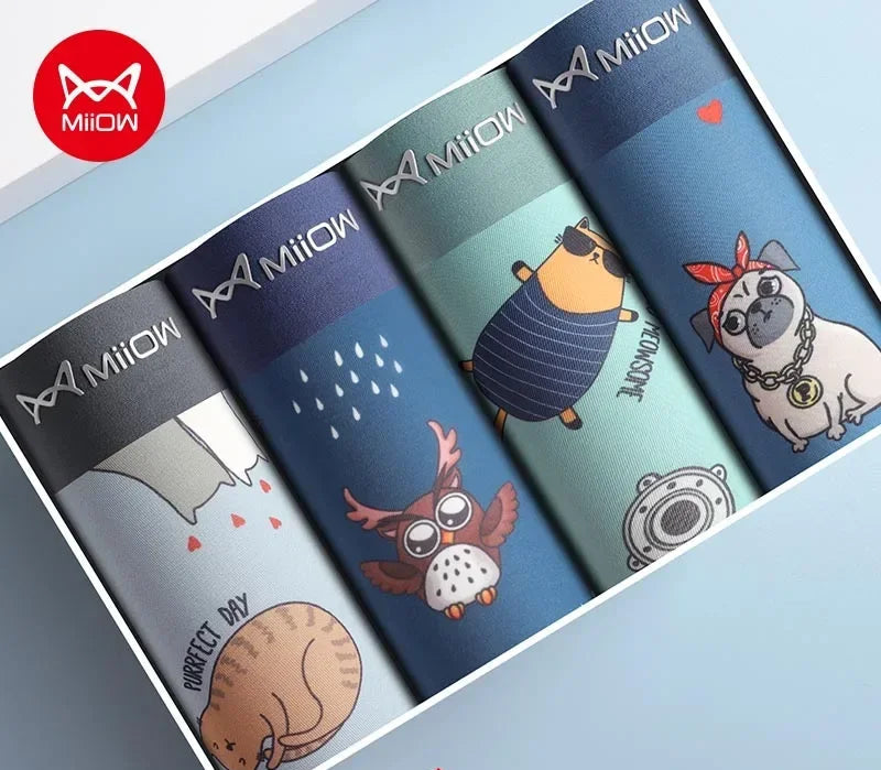 4-pack boxershorts för män med charmiga djurmotiv