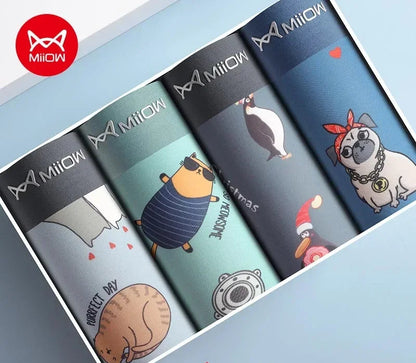 4-pack boxershorts för män med charmiga djurmotiv