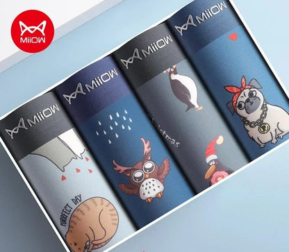 4-pack boxershorts för män med charmiga djurmotiv