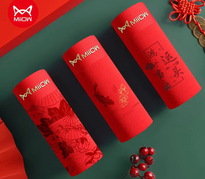 3-pack boxershorts i rött – mjuk bomull med dekorativa motiv